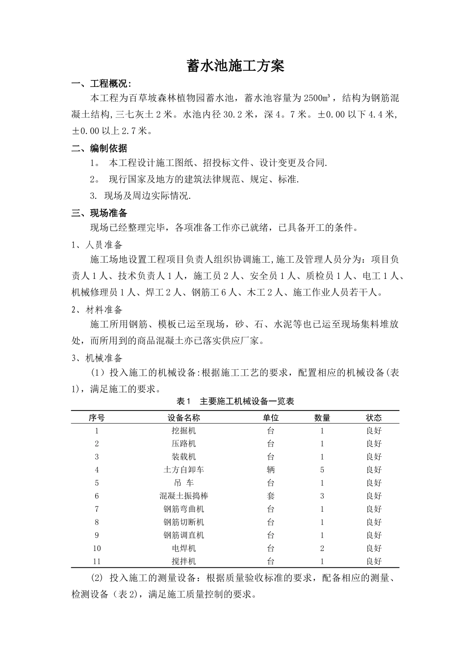 蓄水池施工技术方案_第1页