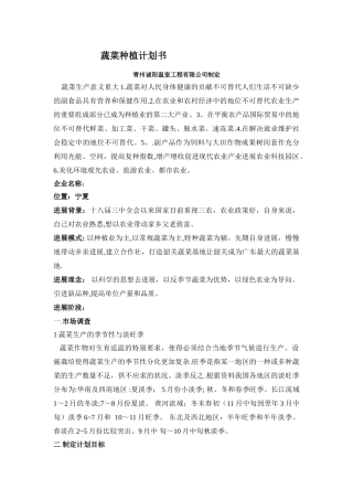 蔬菜种植计划书