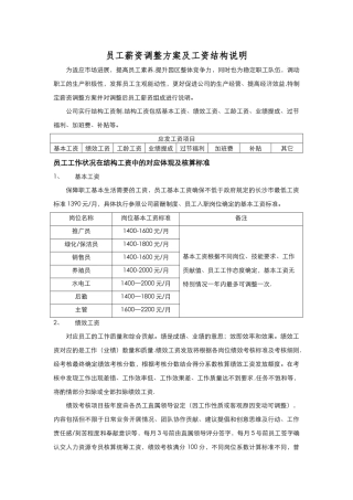 薪资调整方案及工资结构说明