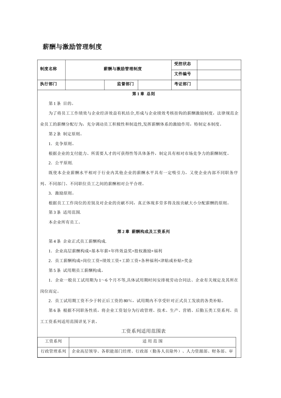 薪酬与激励管理制度_第1页