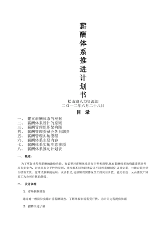 薪酬体系推进计划书
