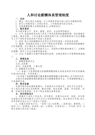 薪酬体系管理制度