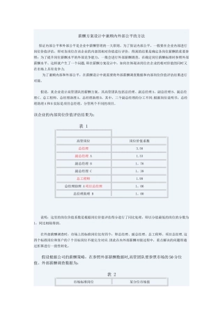 薪酬方案设计中兼顾内外部公平的方法