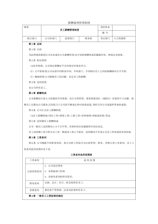 薪酬福利管理制度及奖金管理制度