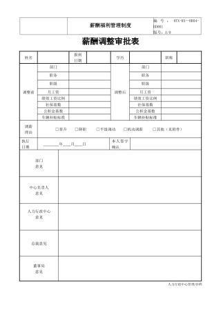 薪酬福利管理表单