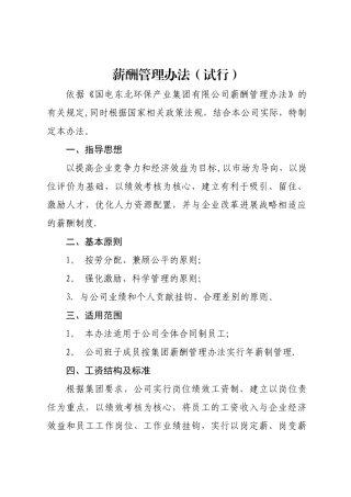 薪酬管理办法(试行)