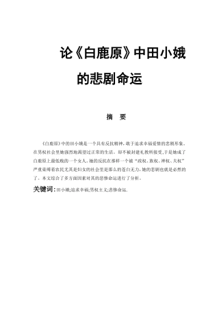 论《白鹿原》中田小娥的悲剧命运   影视编导广告专业