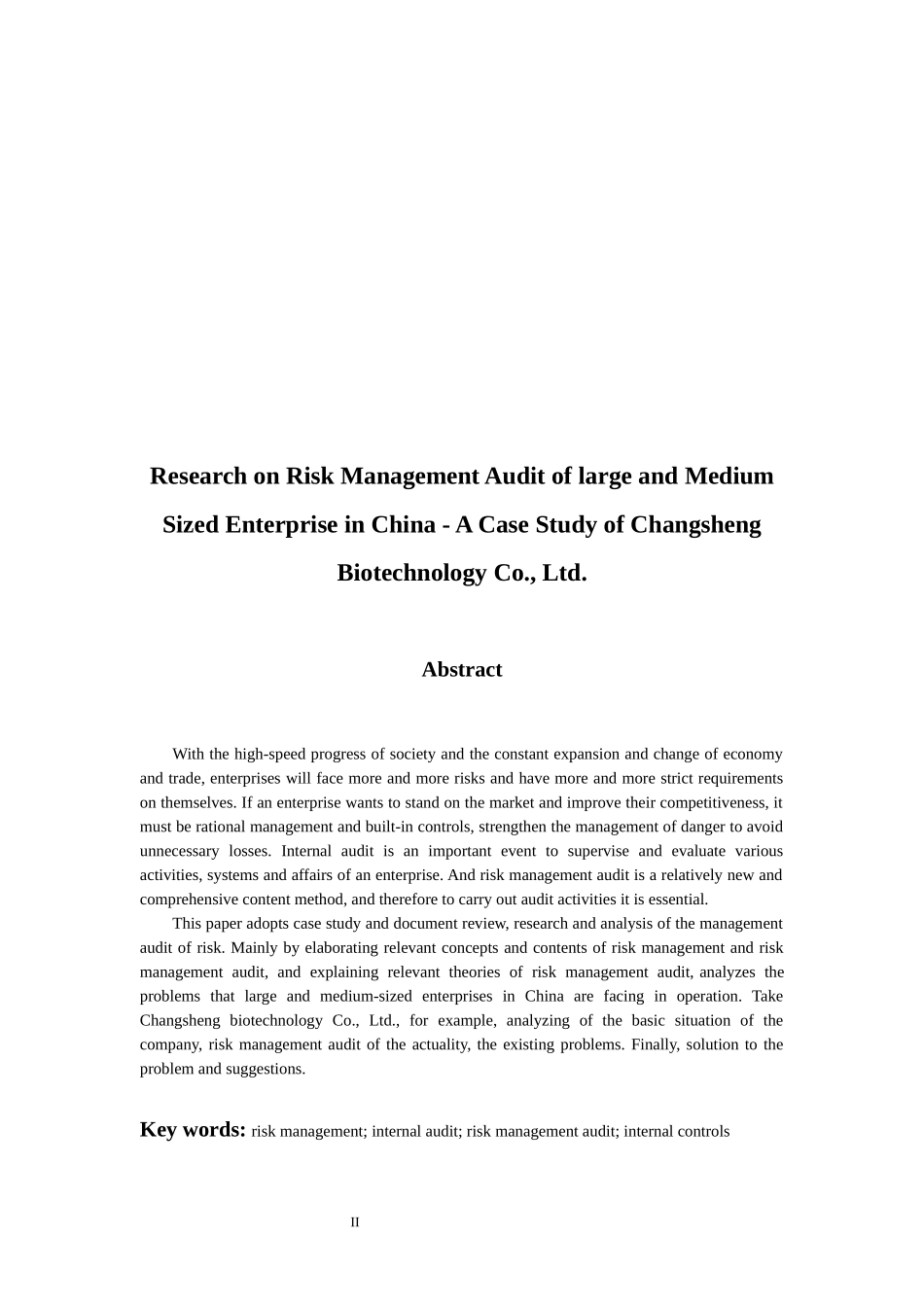 会计管理专业 我国大中型企业风险管理审计研究——以长生生物科技股份有限公司为例_第2页