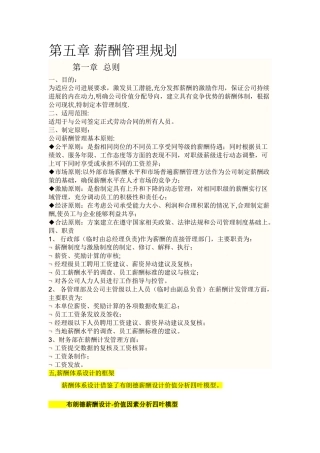 薪酬管理规划