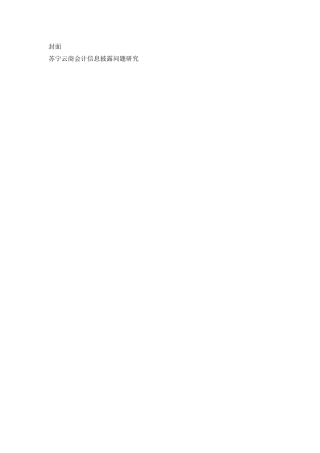 经济学专业  苏宁云商会计信息披露问题研究