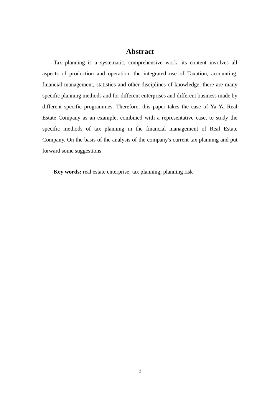 会计-谈企业税务筹划的风险分析及其控制—以亚馨阁房地产公司为例论文设计_第2页