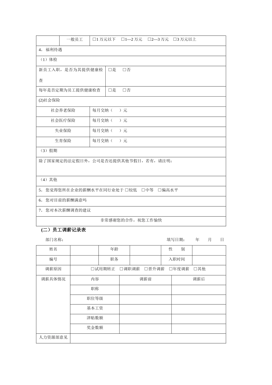 薪酬管理通用表格_第2页