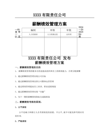 薪酬绩效管理方案