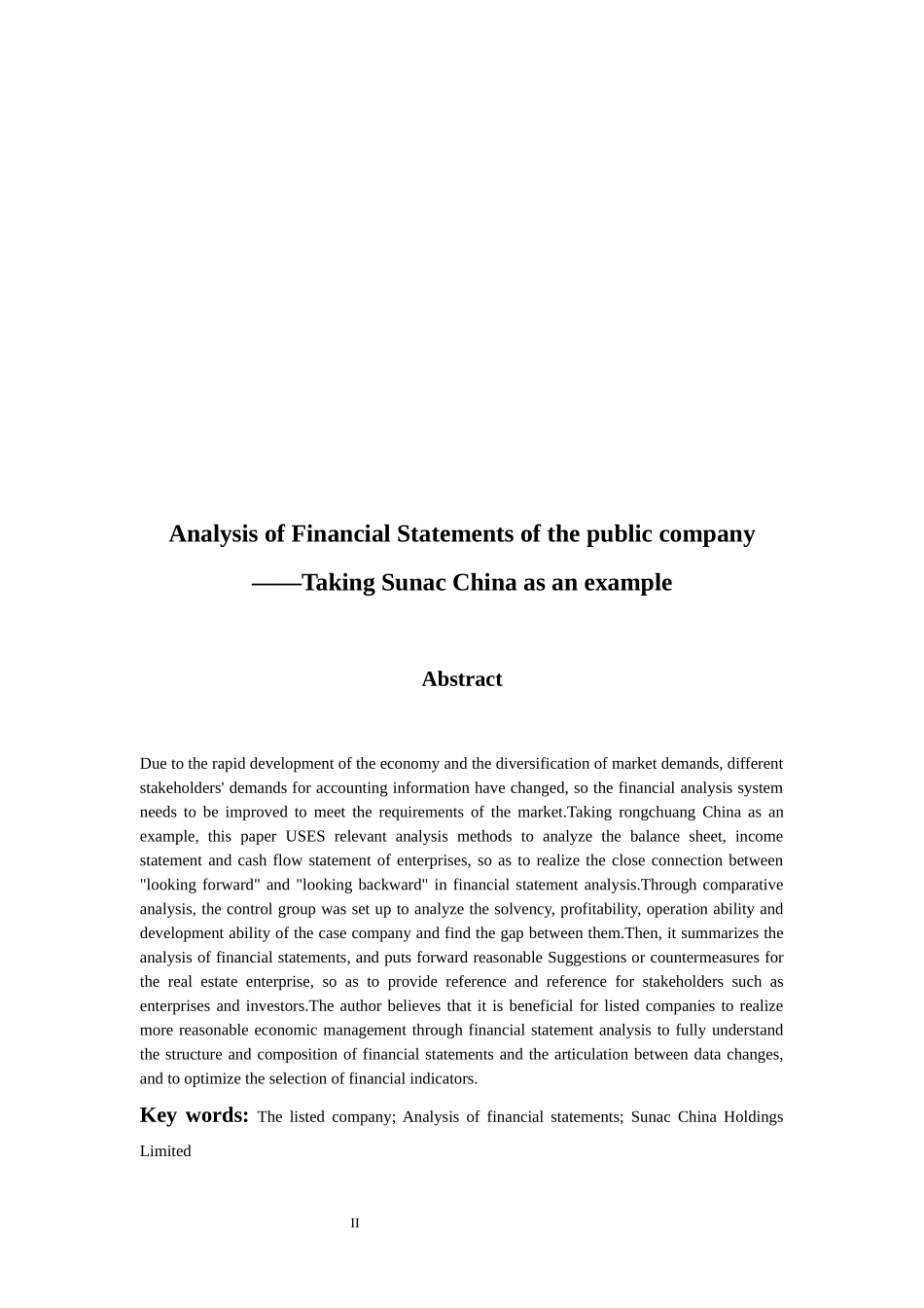 会计学专业 上市公司财务报表分析——以融创中国为例_第2页