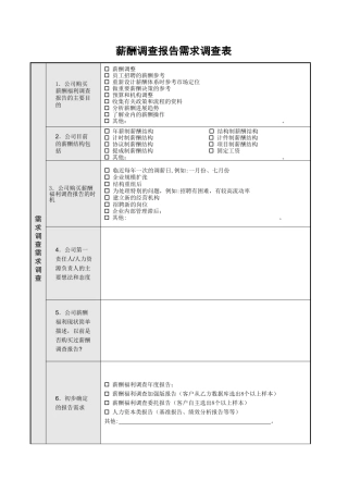 薪酬调查报告需求表11-1版