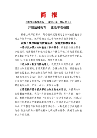 藏方小学法制宣传教育简报