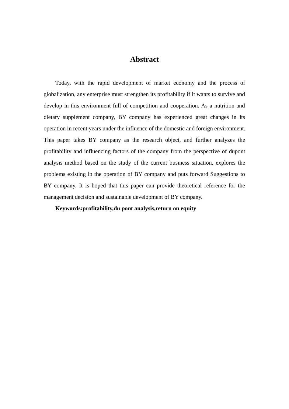 基于杜邦分析法的BY公司盈利能力分析论文设计_第2页