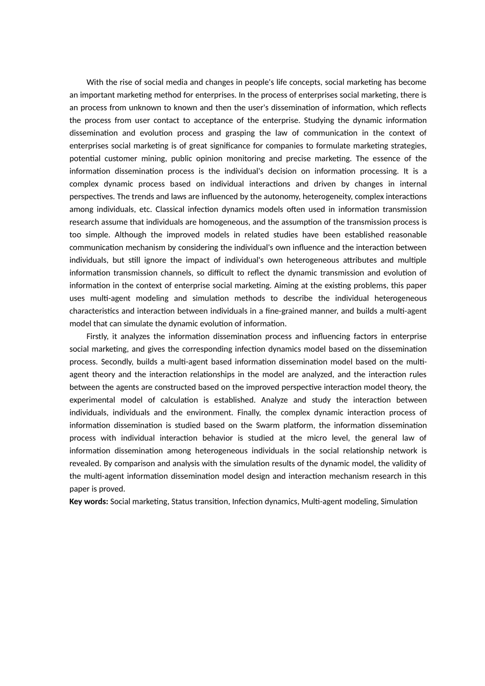 基于多Agent的企业社会化营销信息传播建模与仿真研究论文设计_第2页