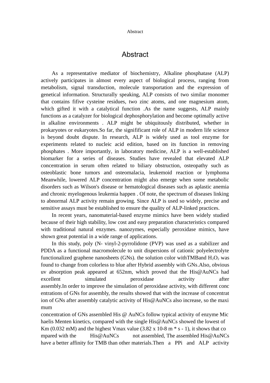 基于His@AuCNs模拟酶活性对碱性磷酸酶和NO检测的研究生物化学专业_第3页