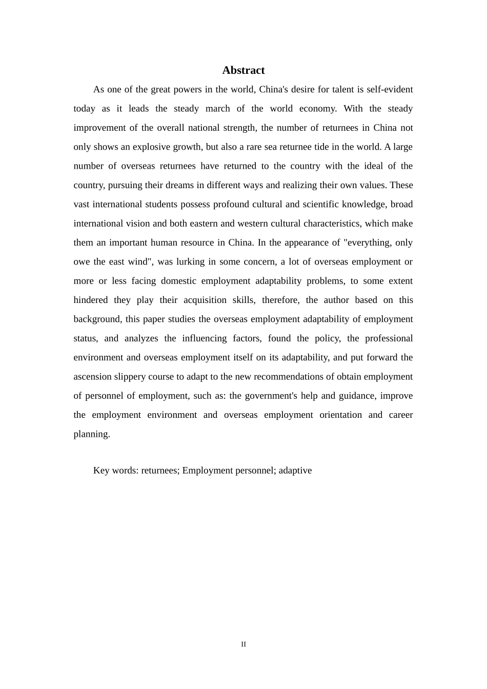 海归就业人员就业适应性调查  人力资源管理专业工商管理_第3页