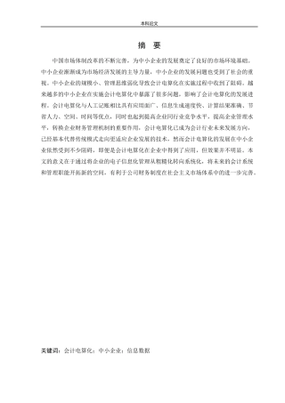 会计学-中小企业实施会计电算化存在的问题和解决方案论文