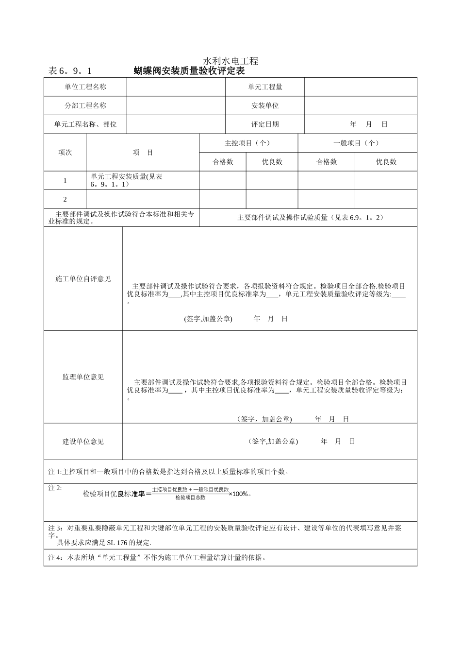 蝴蝶阀安装单元工程质量评定表_第2页