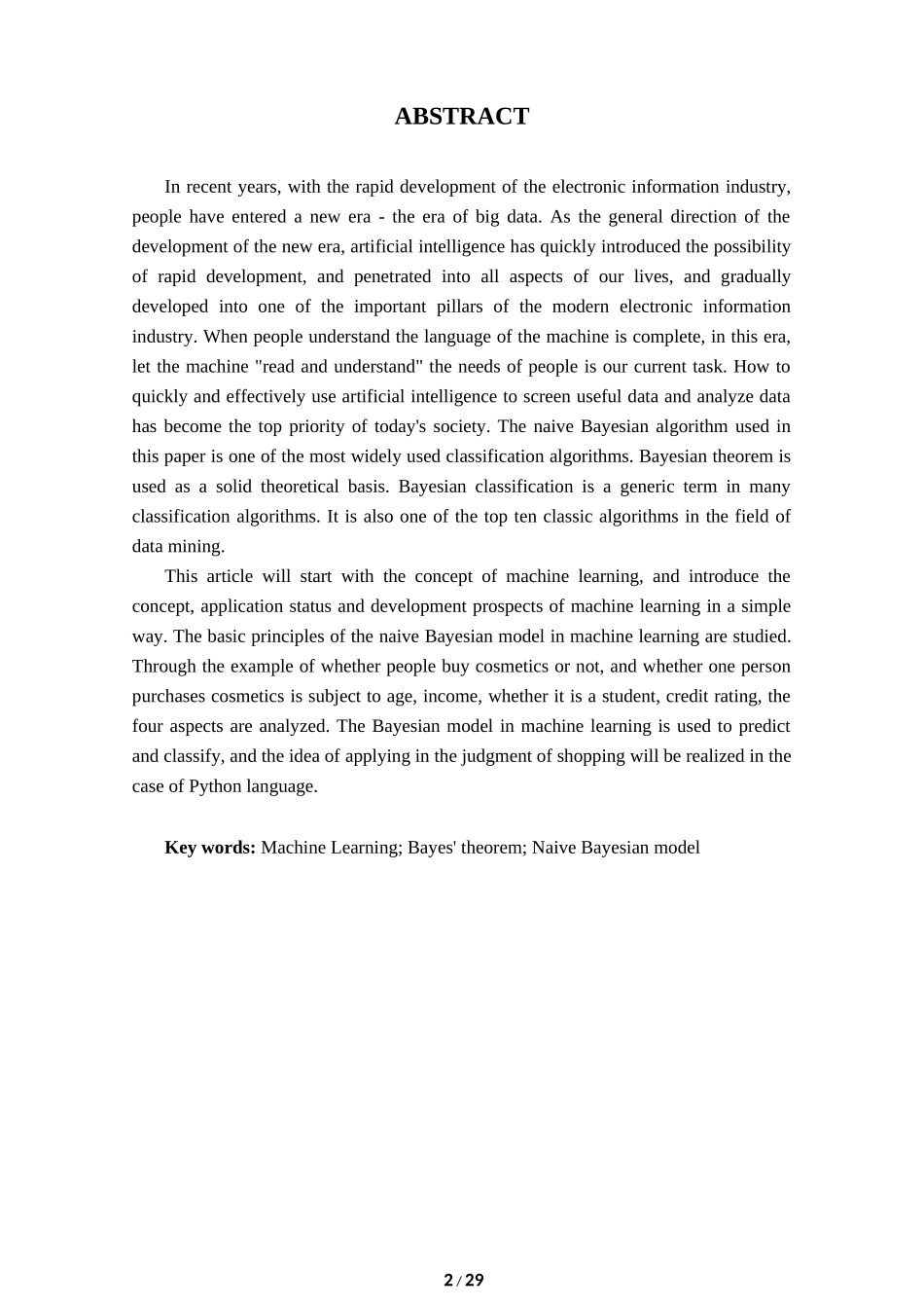 机器学习中朴素贝叶斯模型的应用研究电子信息工程专业论文_第2页