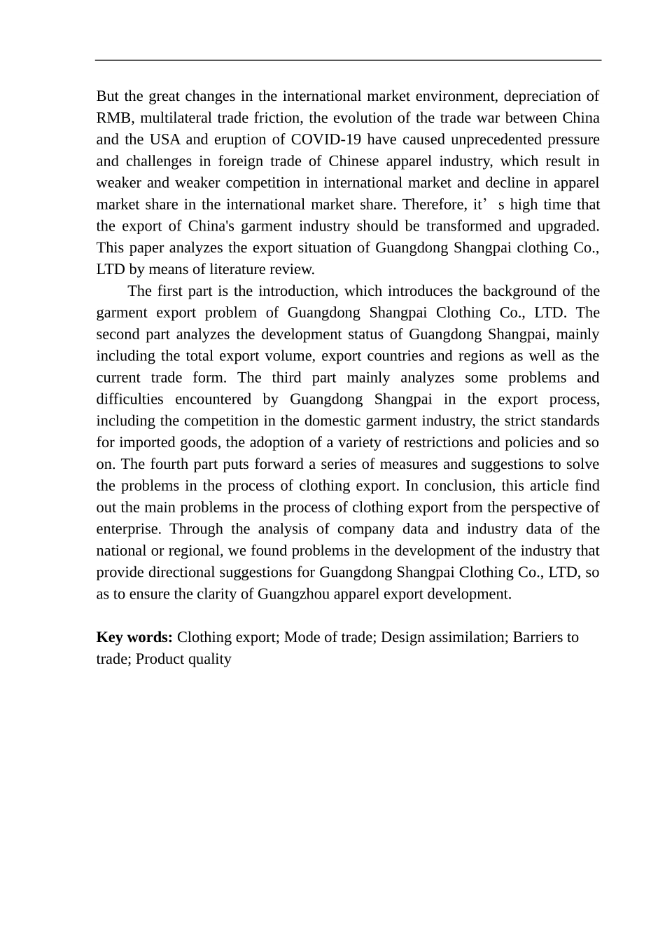 国际经济和贸易专业广东尚派服饰有限公司服饰出口问题研究_第2页