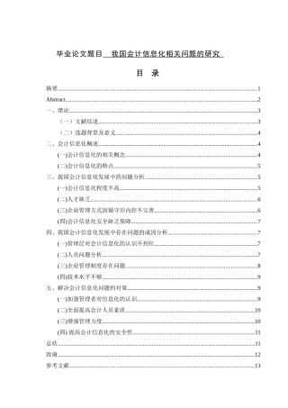 会计学专业  我国会计信息化相关问题的研究