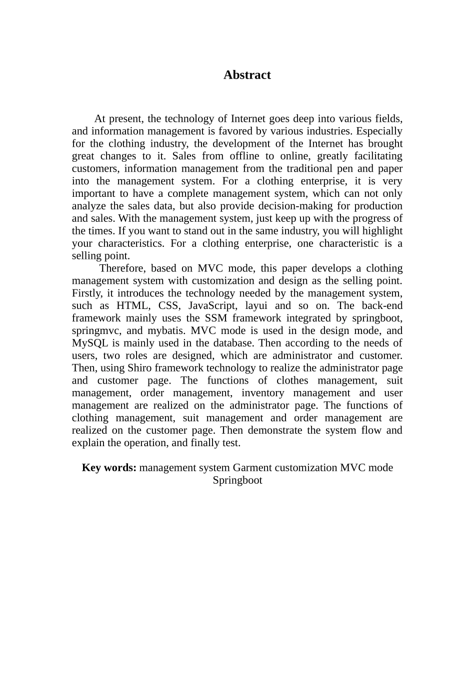 基于MVC模式的定制服装管理系统设计与实现_第2页