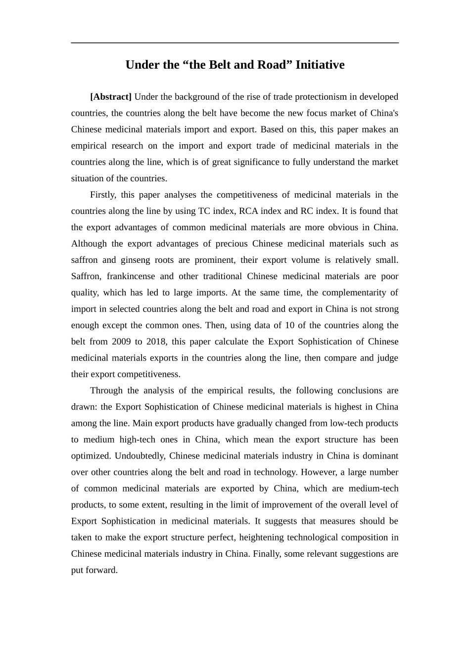 国际经济与贸易-一带一路背景下我国中药材进出口贸易竞争力实证研究论文_第2页