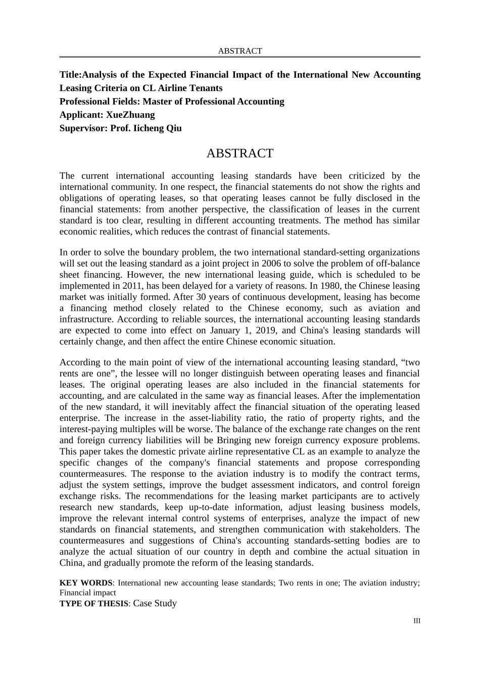 会计学专业 国际新会计租赁准则对cl航空公司承租方的预期财务影响分析_第3页