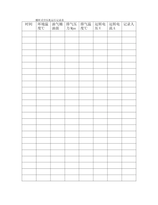 螺杆式空压机运行记录表