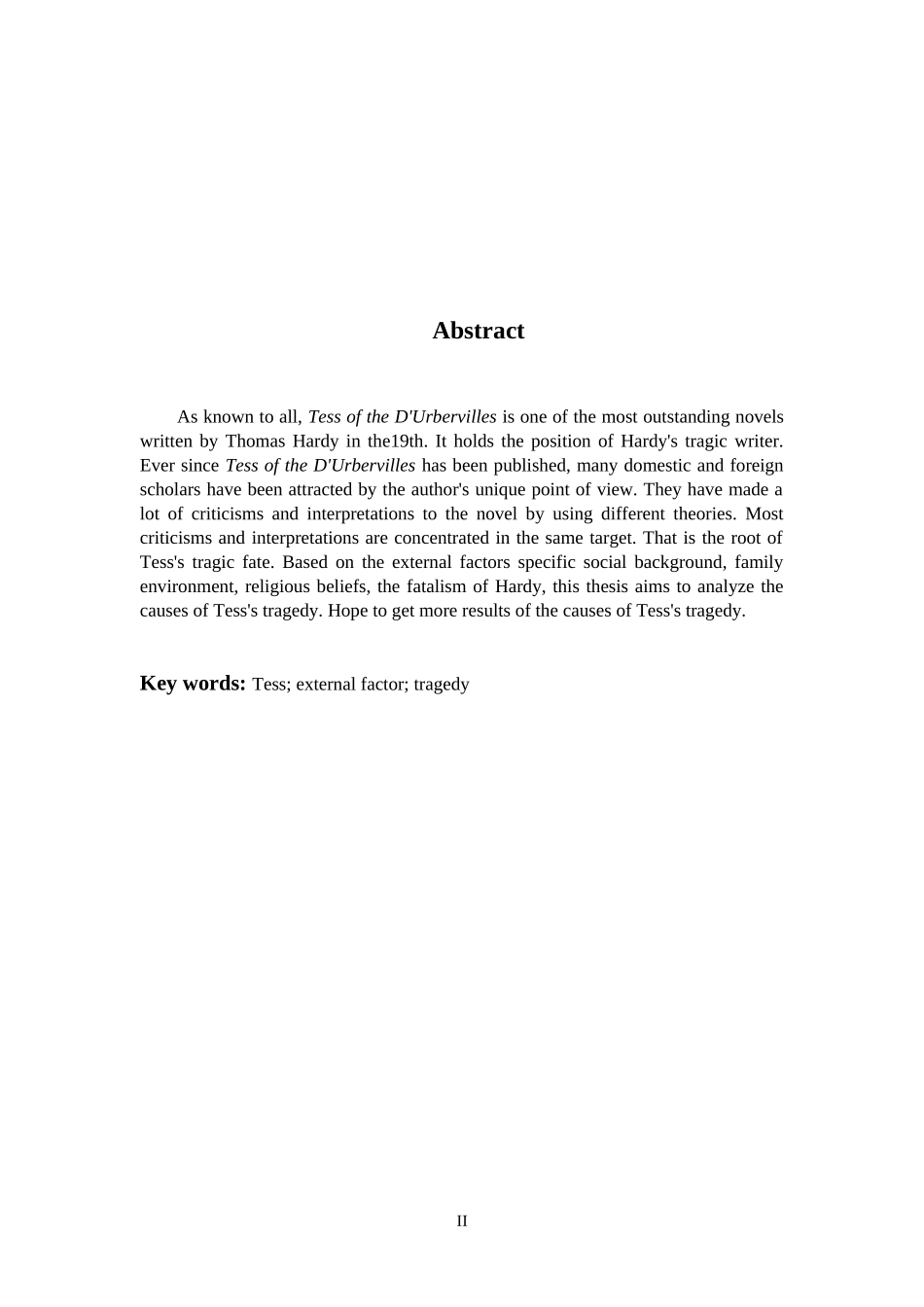 汉语言文学专业 从外部因素探析苔丝悲剧命运之成因_第2页