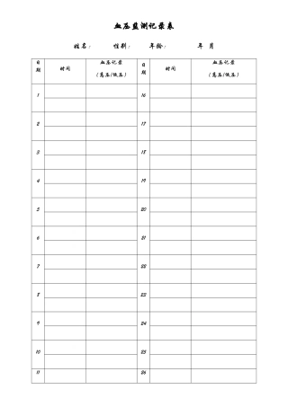 血压监测记录表