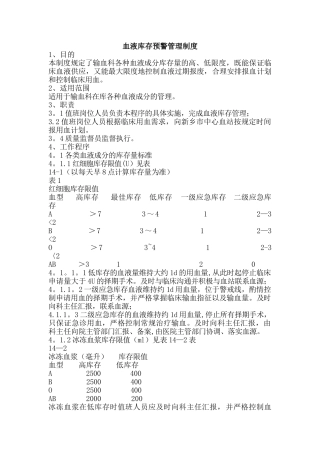 血液库存预警管理制度