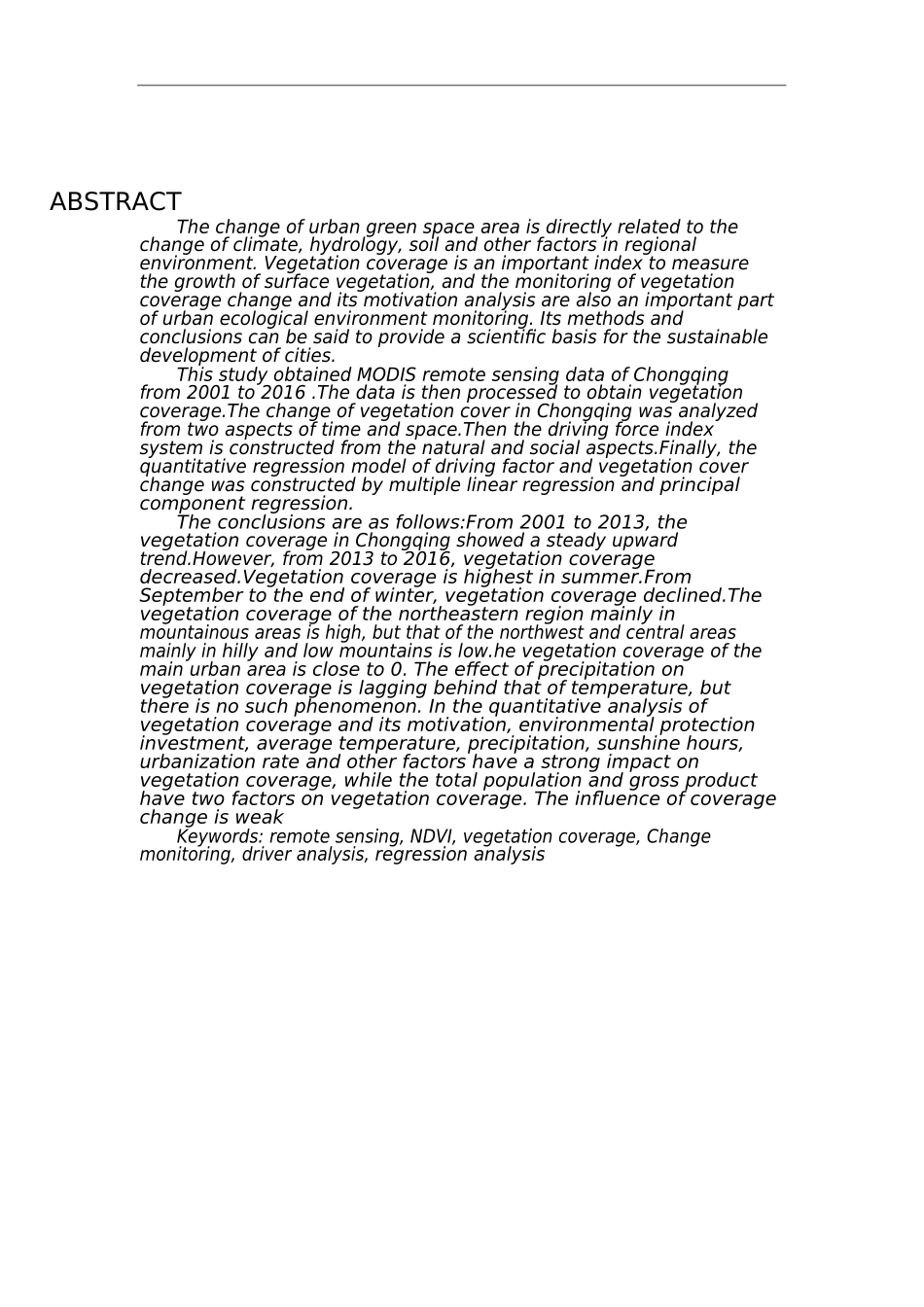 基于RS和GIS的植被覆盖度变化监测与动因分析生物学专业_第2页