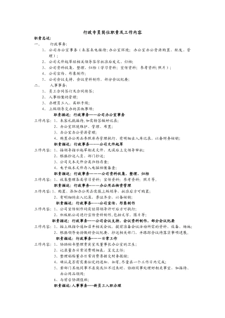 行政专员岗位职责及工作内容