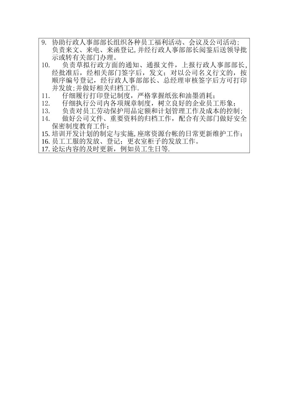 行政人事部各岗位职责说明-_第3页