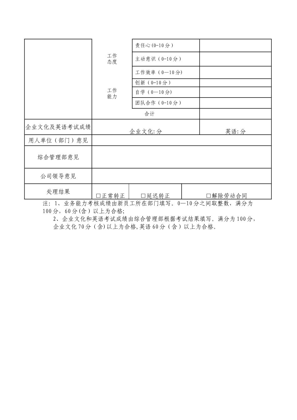 行政人员转正审核表_第3页