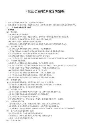 行政办公室岗位职责
