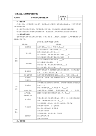 行政后勤人员绩效考核方案