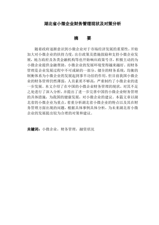 湖北省小微企业财务管理现状及对策建议