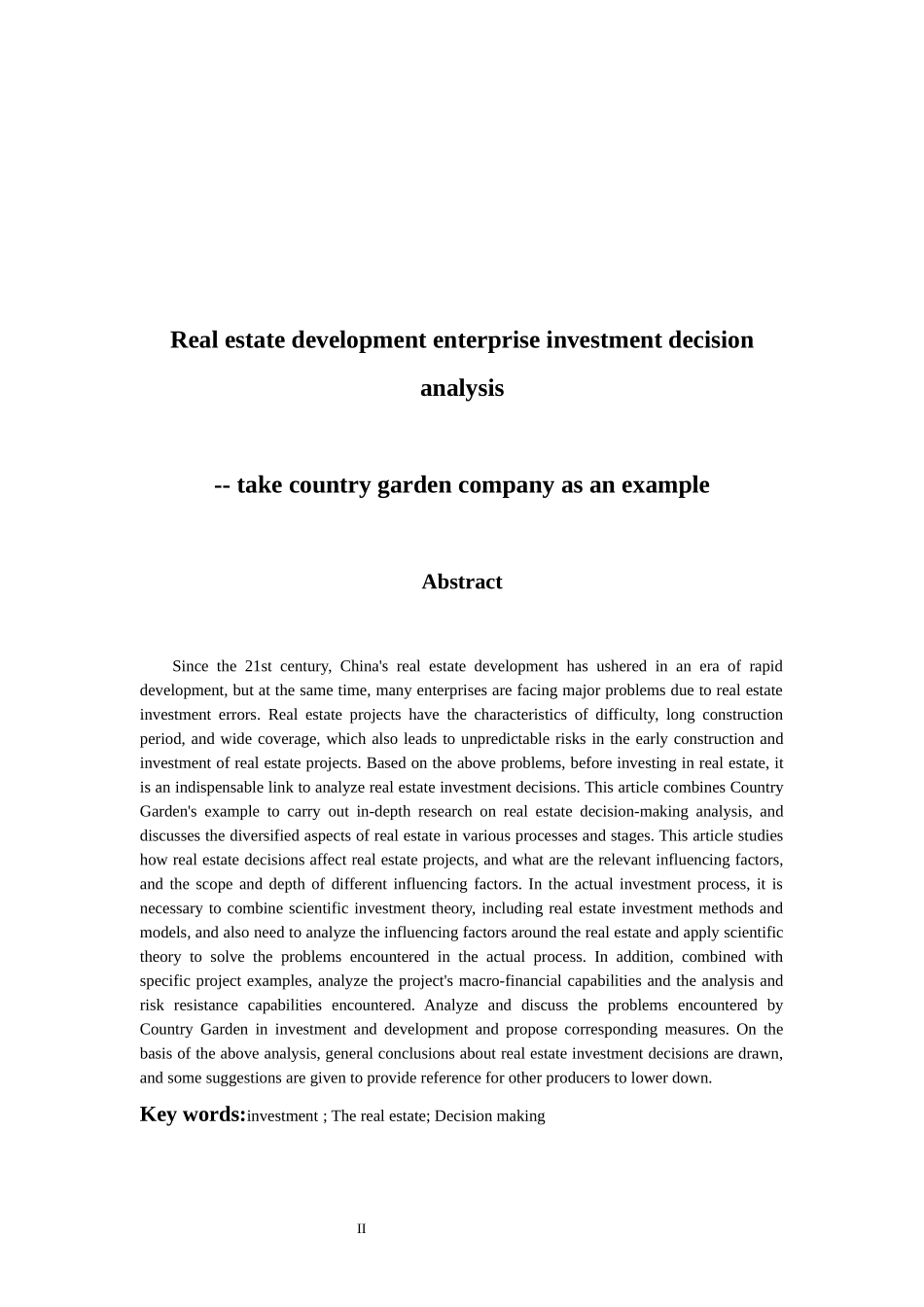 会计财务管理专业  房地产开发企业投资决策分析--以碧桂园公司为例_第2页