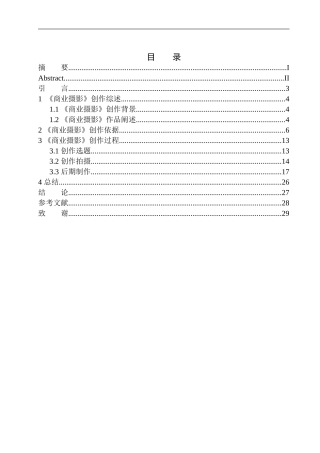 广播电视编导专业-商业摄影《商业摄影》作品说明书