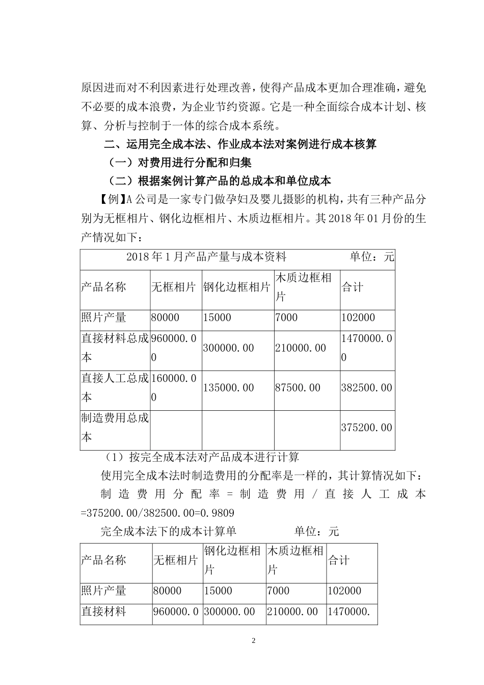 会计财务管理专业 探析完全成本法、作业成本法和标准成本法的应用_第2页