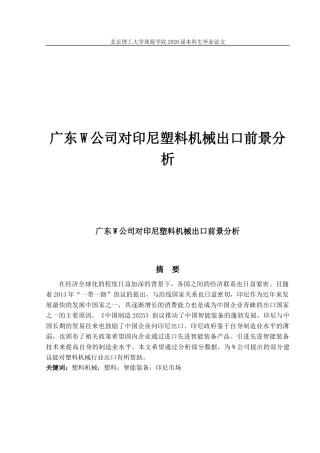 广东W公司对印尼塑料机械出口前景分析