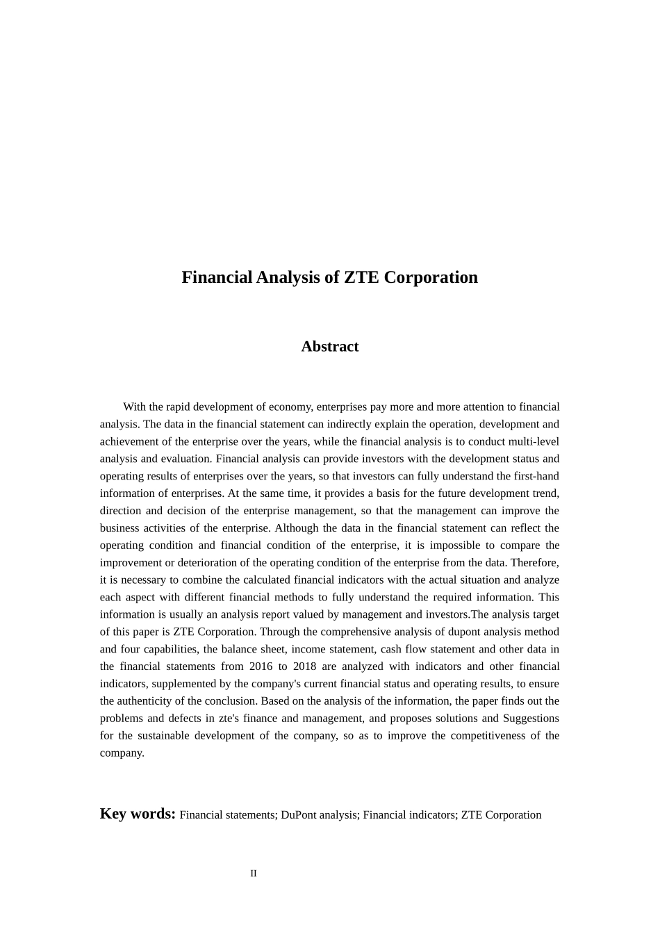 会计财务管理专业 中兴通讯股份有限公司财务分析_第2页
