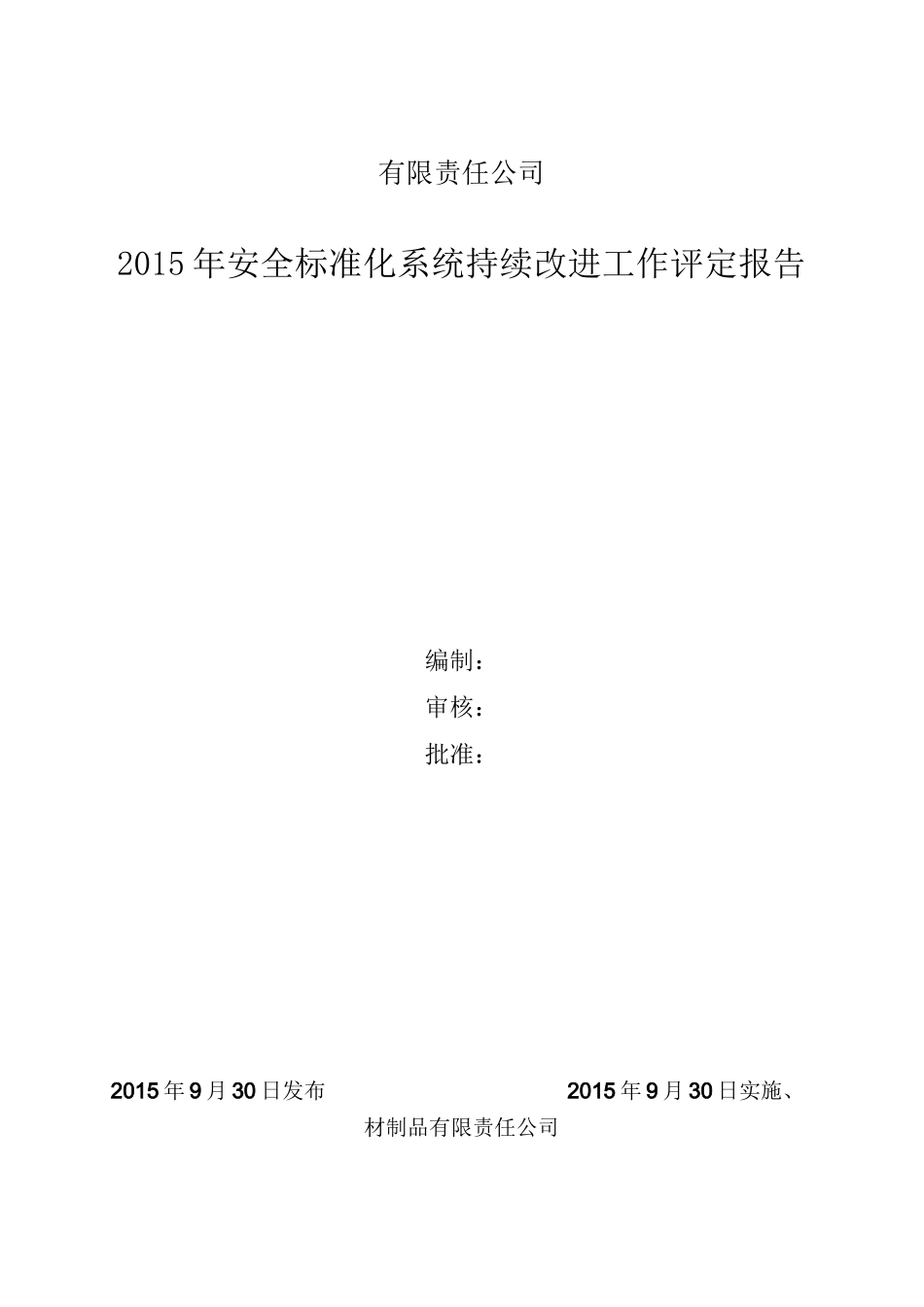 安全生产标准化系统持续改进评定报告(参考)_第1页