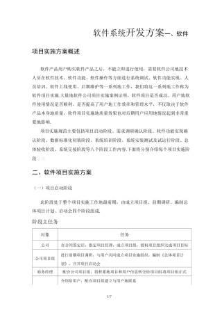 IT软件系统开发具体方案